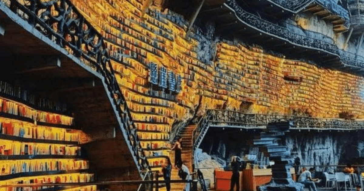 Unik! Perpustakaan Mianhua China Tersembunyi di Dalam Gua yang Indah