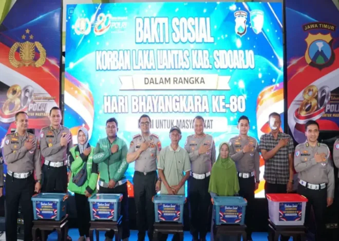 Polresta Sidoarjo Gelar Bakti Sosial dan Bakti Kesehatan di Banjarasri, Tanggulangin