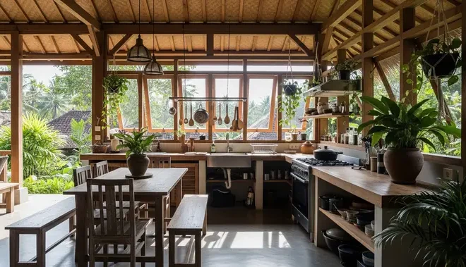 8 Inspirasi Dapur Terbuka Kampung untuk Slow Living yang Menyatu dengan Alam