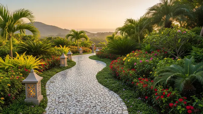 7 Cara Membuat Jalur Kebun dari Pecahan Keramik Bekas yang Estetik Mirip Taman Resort