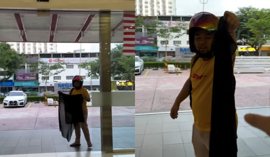 Suami Antar, Tudung Tertinggal: Ramai Heran Tak Berkedut Meski Naik Motor