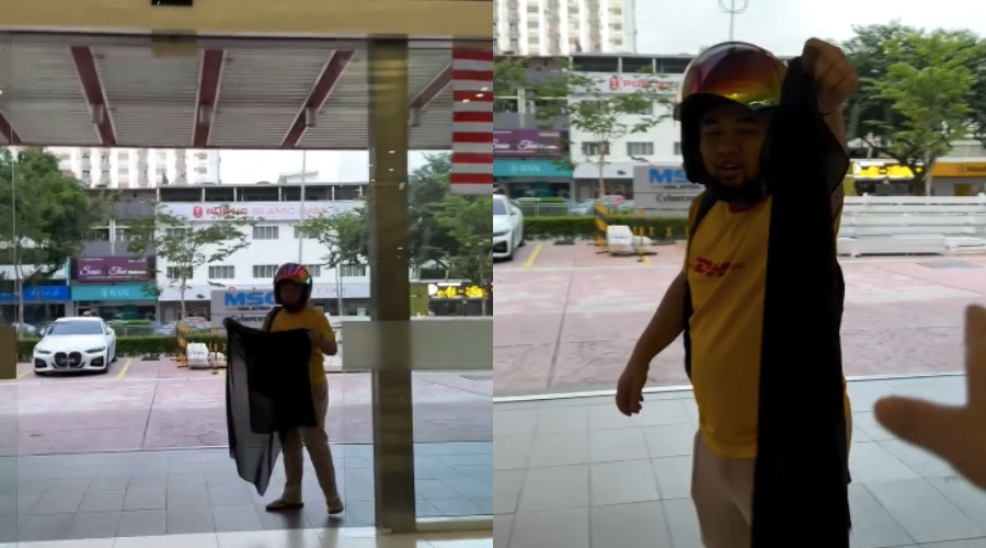 Suami Antar, Tudung Tertinggal: Ramai Heran Tak Berkedut Meski Naik Motor