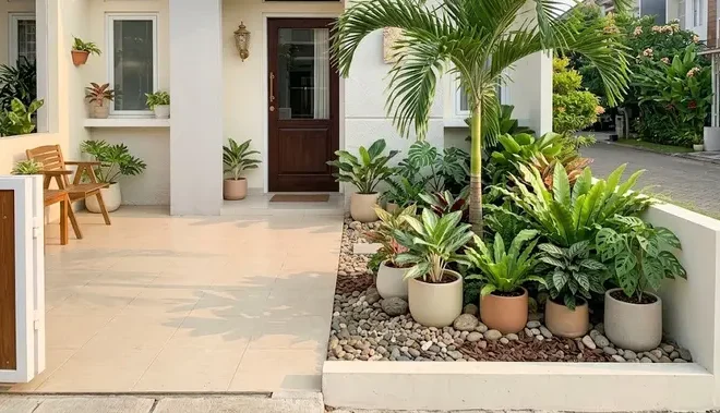 6 Desain Kebun Rumah Minimalis di Teras Depan Ukuran Kecil, Rapi dan Asri